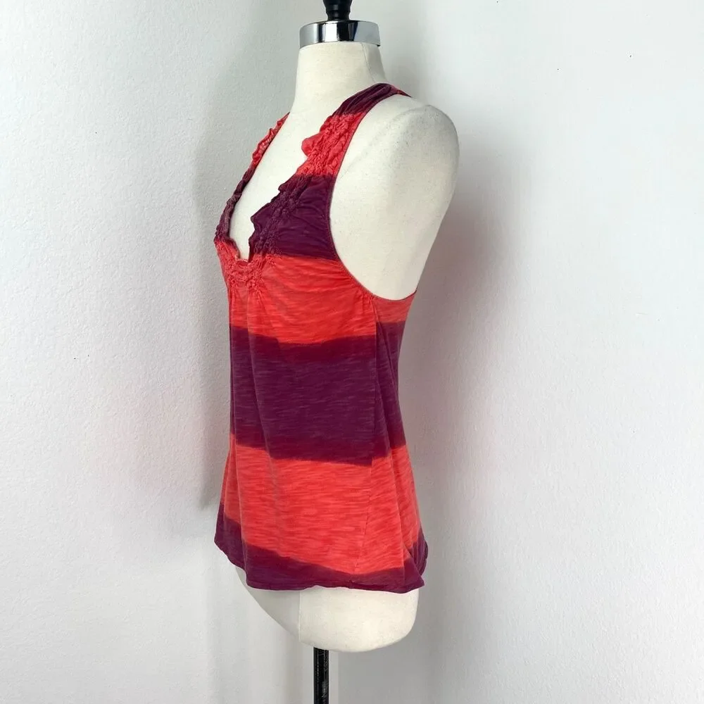 Free People Anthropologie Stripe Knit Tank Top XS Racerback Boho Festival Travel